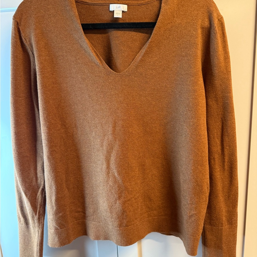 J. Jill Acorn Brown v-neck Knit Sweater